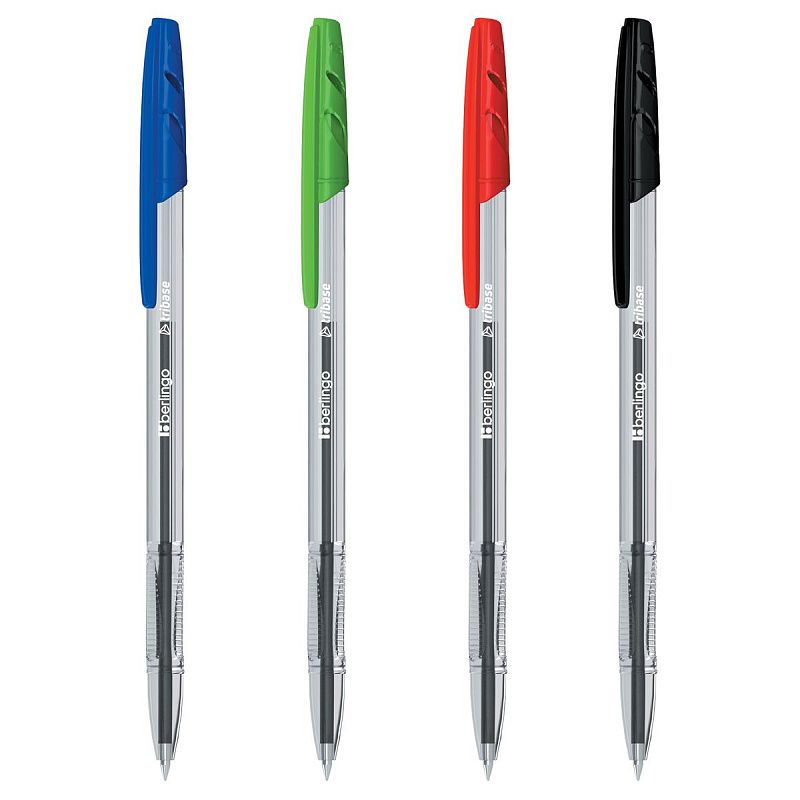 Набор шариковых ручек Berlingo "Tribase" 4шт., 4цв., 1мм, грип, европодвес 
