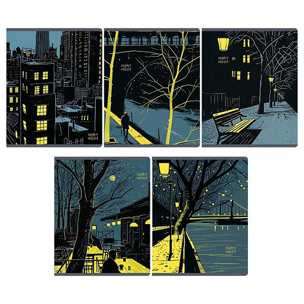 Тетрадь 48л., А5, клетка BG "Night mood", выб.лак