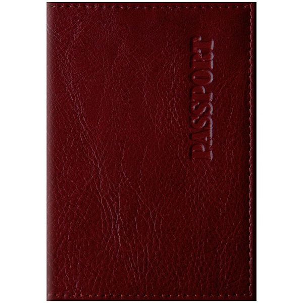 Обложка для паспорта OfficeSpace "Элегант", кожа, гранат