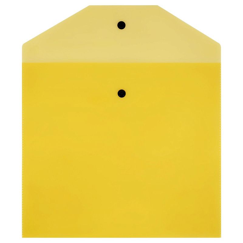 Папка-конверт на кнопке СТАММ А5+, 120мкм, пластик, прозрачная, желтая 