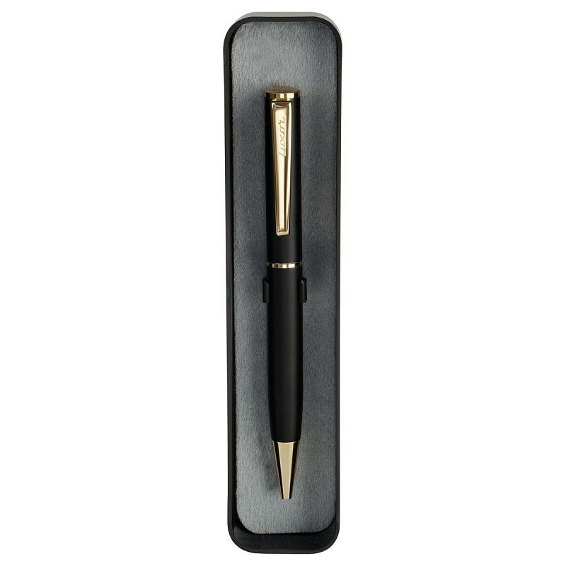 Ручка шариковая Luxor "Rado" синяя, 0,7мм, корпус черный/золото, поворотный механизм, футляр 