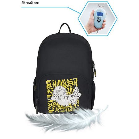 Рюкзак Berlingo Light "Angel black" 39,5*28*16см, 2 отделения, 3 кармана, уплотненная спинка 