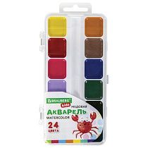 Краски акварельные BRAUBERG KIDS, медовые, 24 цвета, квадратные кюветы, пластиковый пенал, 192284 Краски акварельные BRAUBERG KIDS, медовые, 24 цвета, квадратные кюветы, пластиковый пенал, 192284