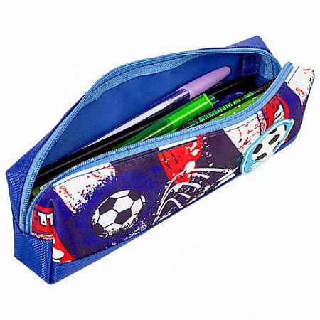 Пенал ЮНЛАНДИЯ, 1 отделение, полиэстер, "Football", синий, 19х4х6 см, 270270 
