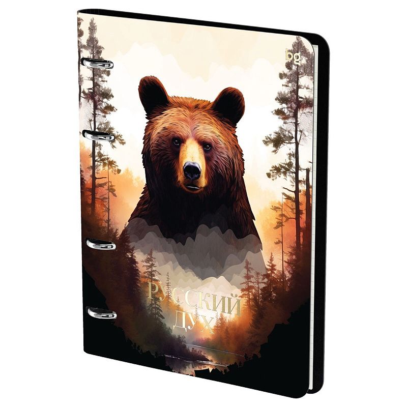 Тетрадь на кольцах А5, 120л., кожзам,  BG "Русский дух", иск. кожа, тиснение фольгой