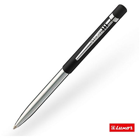 Ручка шариковая Luxor "Gemini" синяя, 1,0мм, корпус черный/хром, кнопочный механизм 