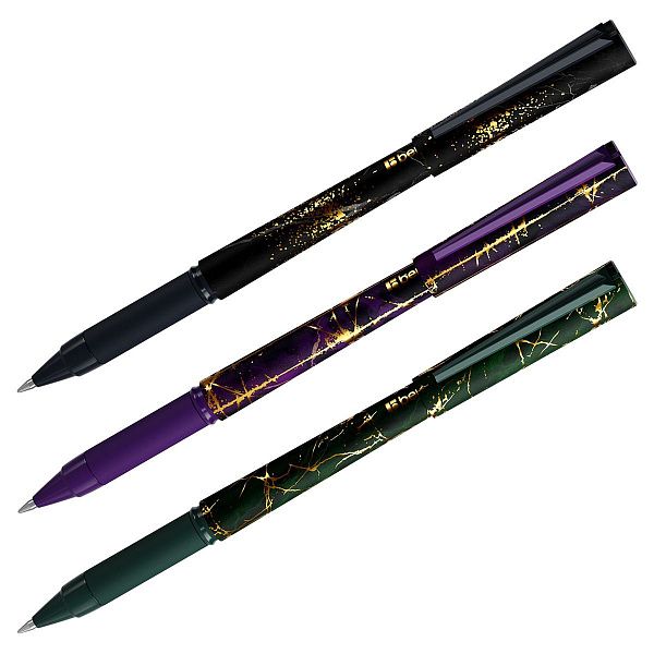 Ручка шариковая Berlingo "Golden Shade" синяя, 0,7мм, грип, рисунок на корпусе, ассорти