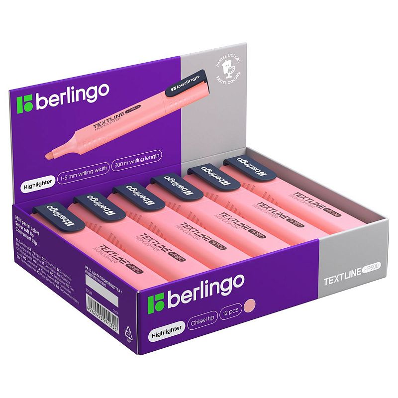 Текстовыделитель Berlingo "Textline HP500" коралловый, 1-5мм 