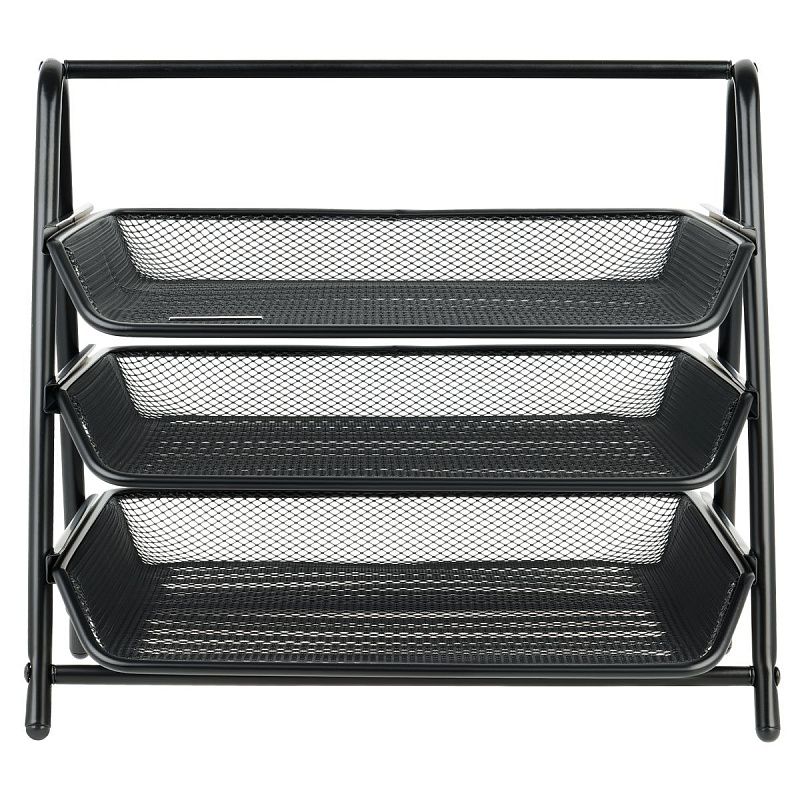 Лоток для бумаг горизонтальный СТАММ, 3 секции, металл, черный