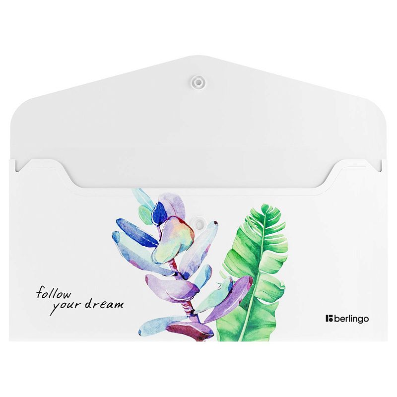 Папка-конверт на кнопке Berlingo "Eco", Travel size, 180мкм, с рисунком 