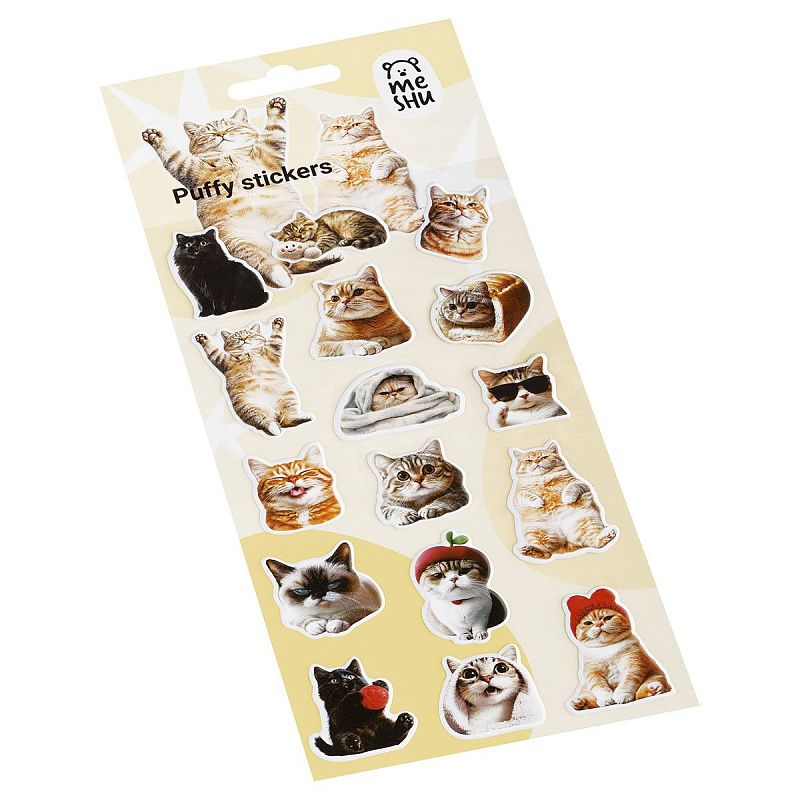 Наклейки объемные MESHU "Wow Cat", 10*23см, инд. уп., европодвес