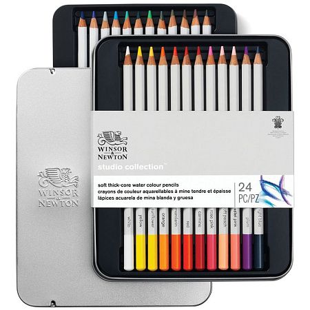 Набор акварельных карандашей Winsor&Newton, 24цв., метал. коробка