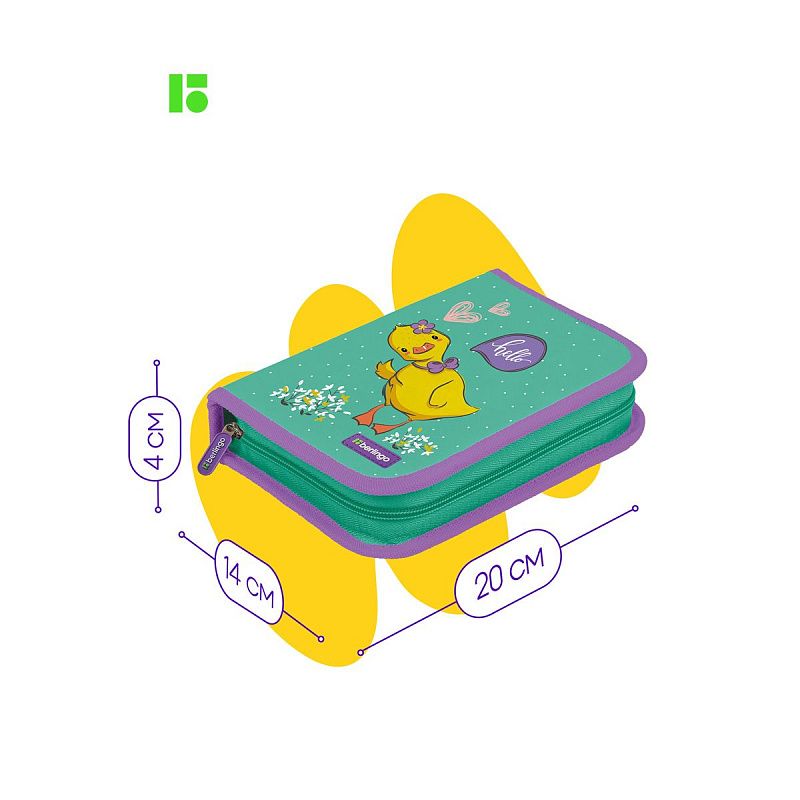 Пенал 1 отделение, 200*140*40 Berlingo "Hello", дополнительная откидная секция, полиэстер 