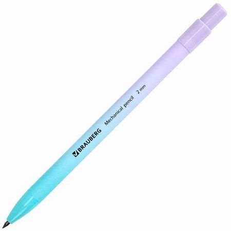 Карандаш механический цанговый 2 мм, BRAUBERG GRADE PASTEL, HB, встроенная точилка, корпус ассорти, 181961 