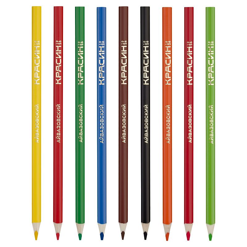 Карандаши акварельные Красин "Айвазовский", 18цв., трехгран., заточен., картон, европодвес