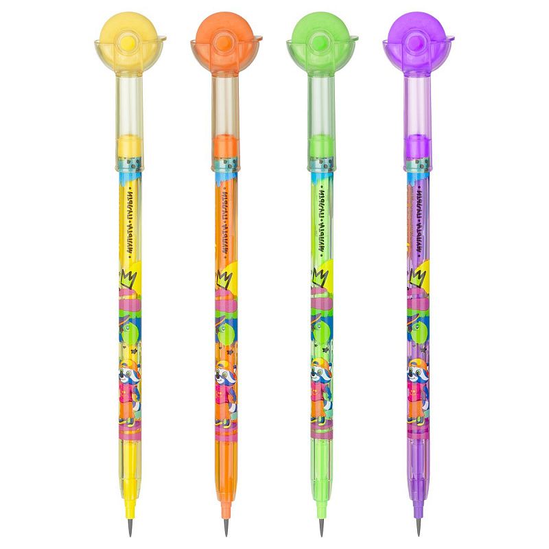 Карандаш сегментный Мульти-Пульти "Енот в городе", с ластиком, ассорти 