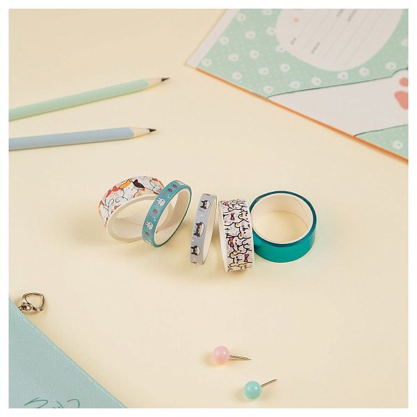 Набор клейких декоративных лент MESHU "Bubble friends", 5шт