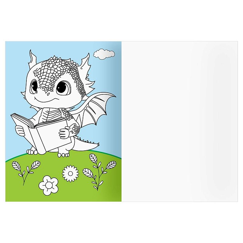 Раскраска с цв. фоном А4, 16 стр., ТРИ СОВЫ "Дракончики"