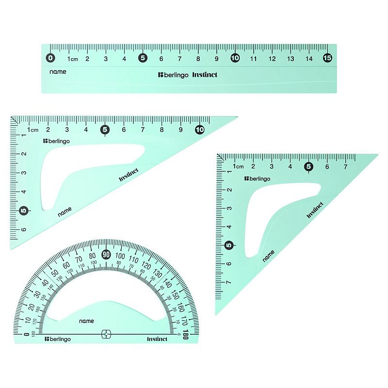 Набор чертежный малый Berlingo "Instinct" (треуг. 2шт., линейка 15см, транспортир), ассорти 