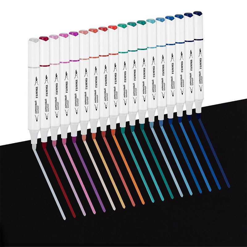 Маркеры акриловые Гамма "Классические", 36 цв., двусторонние, пластик.бокс