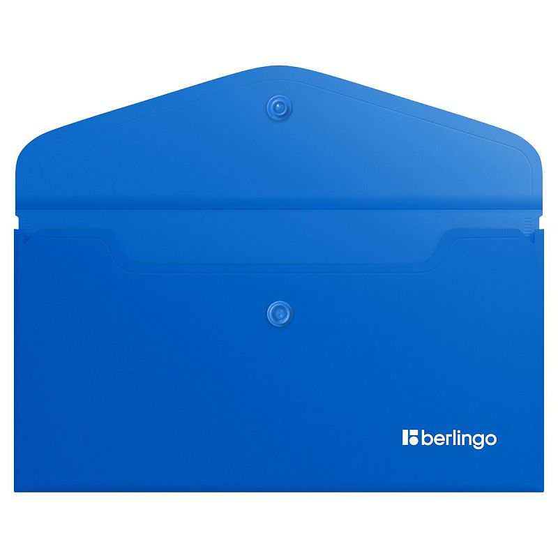 Папка-конверт на кнопке Berlingo "Soft Touch", C6, 200мкм, софт-тач, синяя 