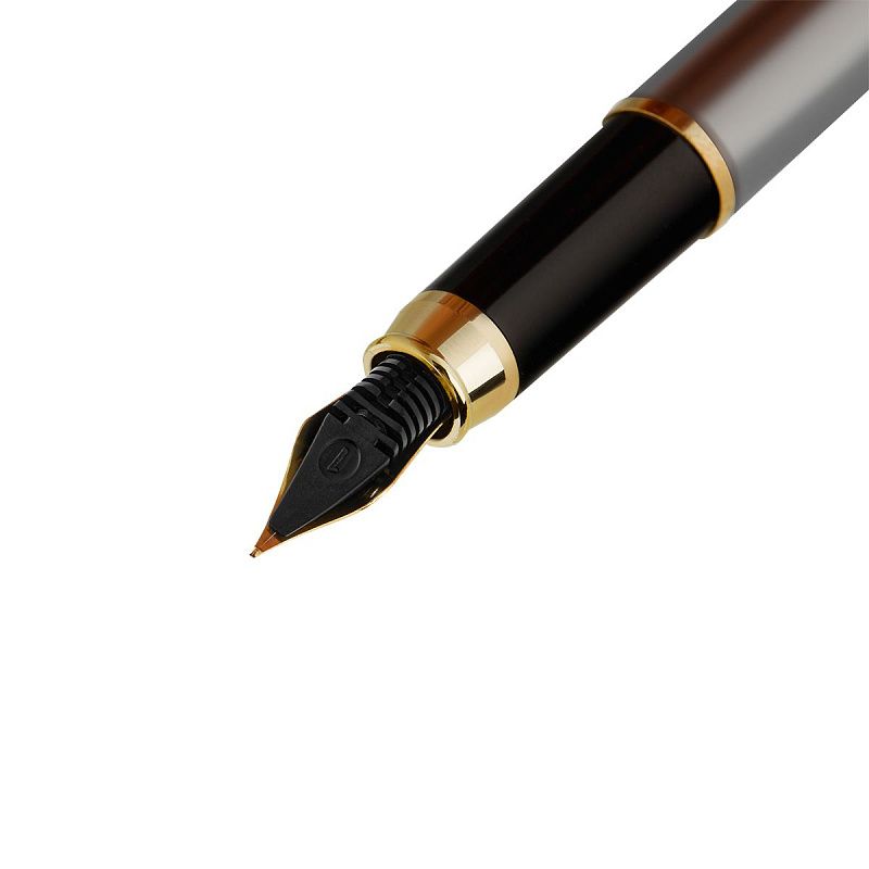 Ручка перьевая Luxor "Marvel" синяя, 0,8мм, корпус хром/золото, футляр 