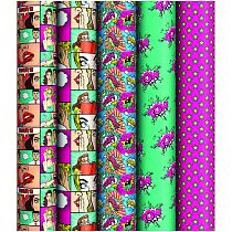 Упаковочная бумага глянц. 70*100см, ArtSpace "Pop art", 90г/м2, ассорти 5 дизайнов