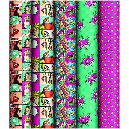 Упаковочная бумага глянц. 70*100см, ArtSpace "Pop art", 90г/м2, ассорти 5 дизайнов