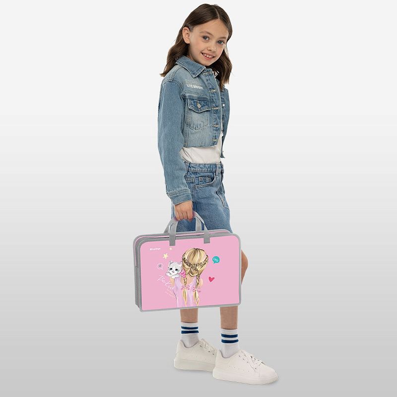 Папка с ручками 1 отделение, А4 Berlingo "Be Kind!", 340*245*75мм, пластик, на молнии 