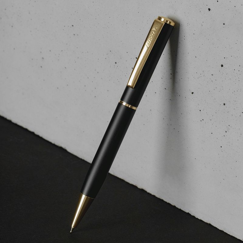 Ручка шариковая Luxor "Rado" синяя, 0,7мм, корпус черный/золото, поворотный механизм, футляр 