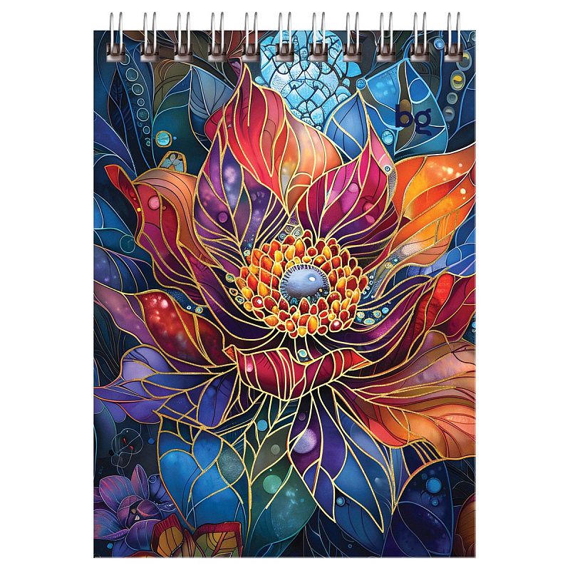 Блокнот А6 80л. на гребне BG "Витраж", глянцевая ламинация, тиснение фольгой, твердая обложка