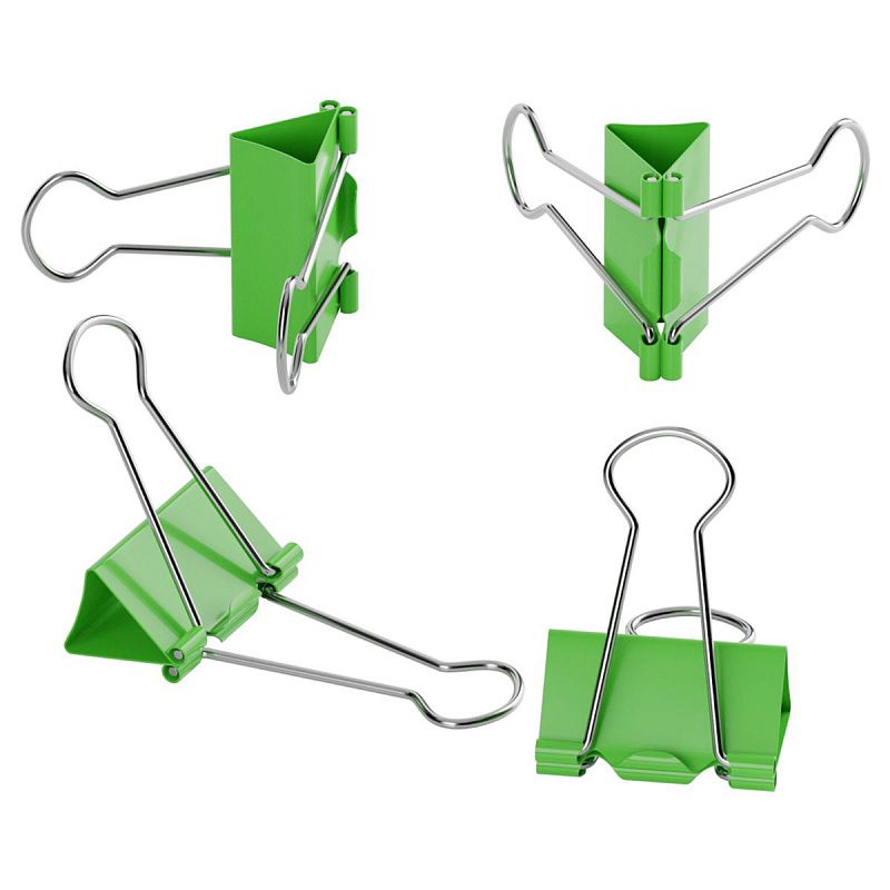 Зажимы для бумаг 19мм, Berlingo, 10шт., цветные, ПВХ упак., европодвес, зеленые