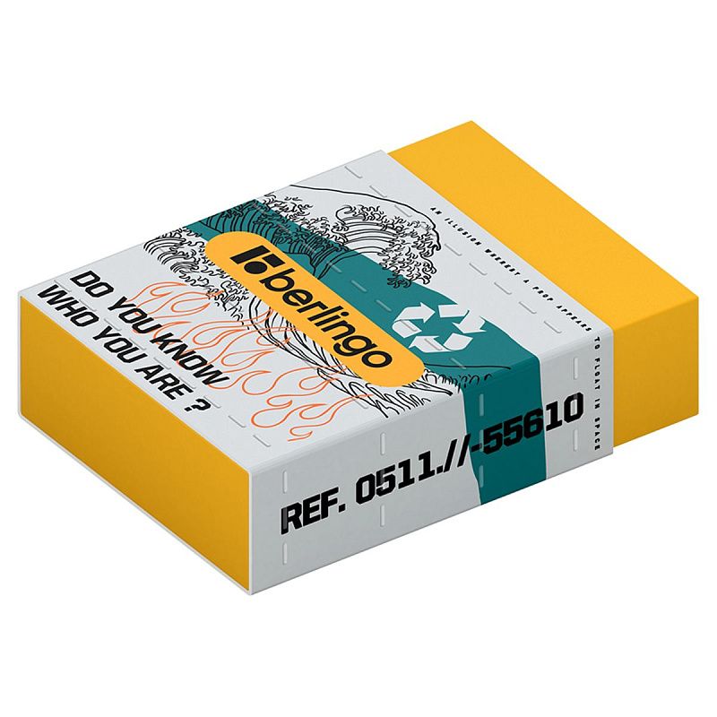 Ластик Berlingo "Glyph", Eco-PVC, картонный держатель, 45*32*11мм 