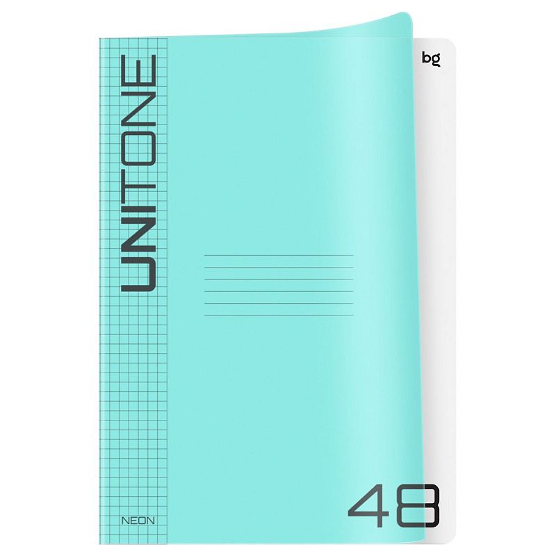 Тетрадь 48л., А4 клетка BG "UniTone. MIX", пластиковая обложка, микс цветов