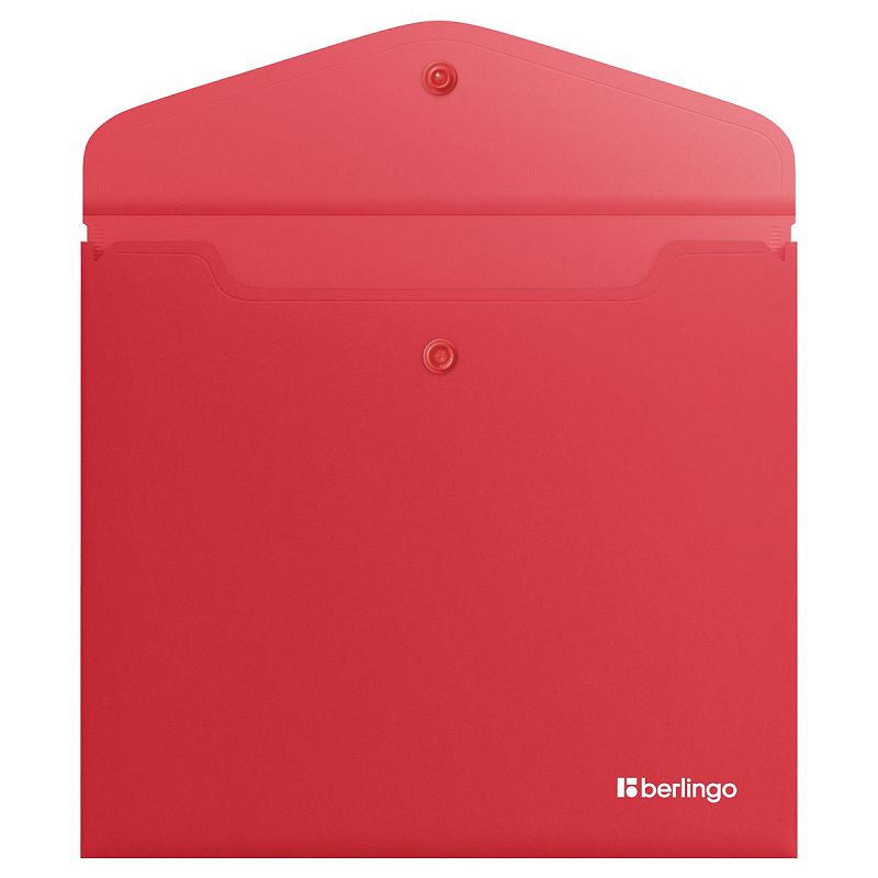 Папка-конверт на кнопке Berlingo "Soft Touch", А5+, 200мкм, софт-тач, коралловая 