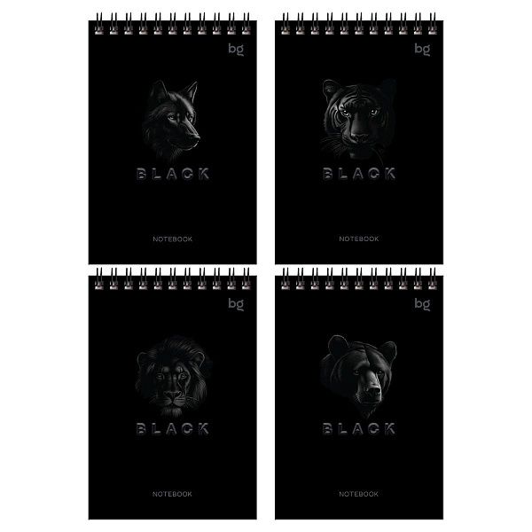Блокнот А6 60л. на гребне BG "Just black"