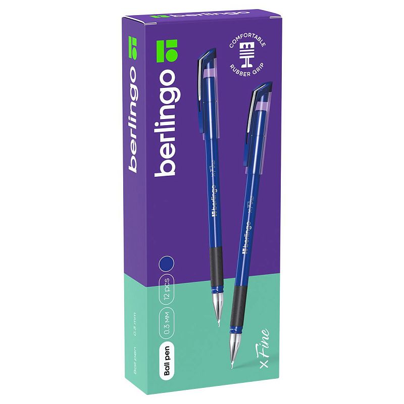 Ручка шариковая Berlingo "xFine" синяя, 0,3мм, грип 