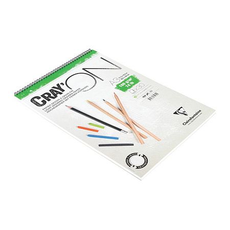 Скетчбук - блокнот 30л., А3 Clairefontaine "Cray ON", на гребне, мелкозерн., 160г/м2
