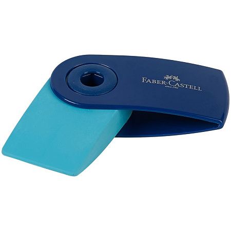 Ластик Faber-Castell "Sleeve Mini", прямоугольный, 54*25*13мм, синий/розовый/голубой пластиковый футляр 