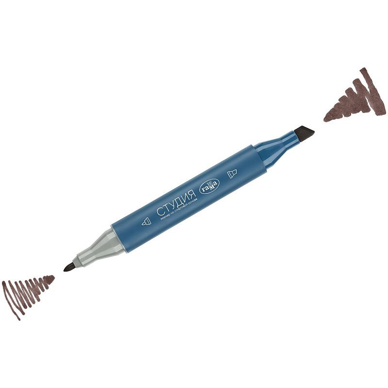 Маркер двусторонний для скетчинга Гамма "Студия", ореховый, корпус трехгранный, пулевид./клиновид. наконечники