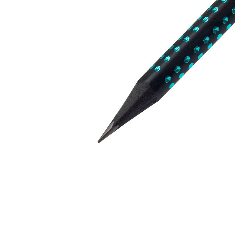 Карандаш ч/г Faber-Castell "Sparkle Black" B, трехгранный, заточен., черный/голубой металлик 