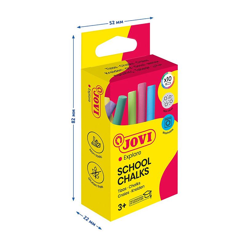 Мелки цветные JOVI, 10цв., круглые, картонная коробка, европодвес 