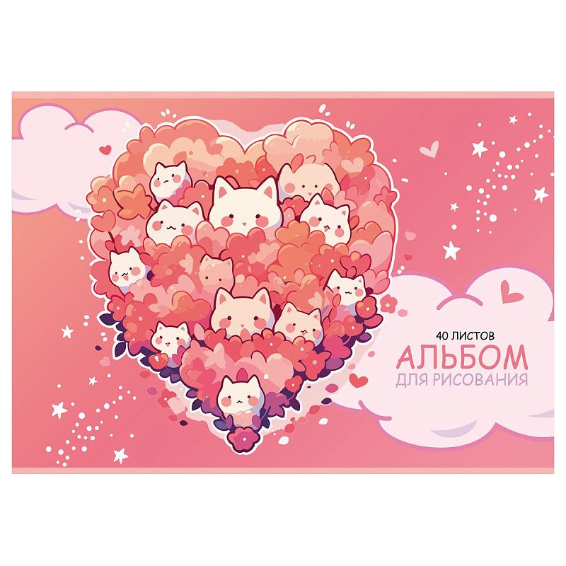 Альбом для рисования 40л., А4, на скрепке BG "Kawaii", металлизация