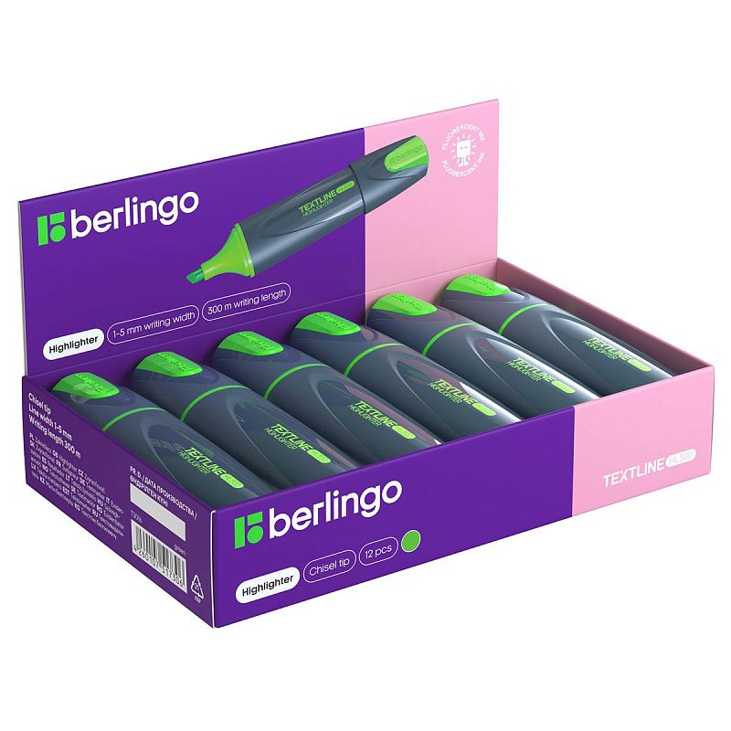 Текстовыделитель Berlingo "Textline HL300" зеленый, 1-5мм 