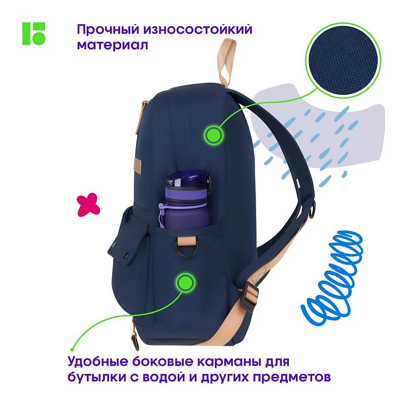 Рюкзак Berlingo Urban "Leaf" 40,5*30*13,5см, 1 отделение, 6 карманов, уплотненная спинка 