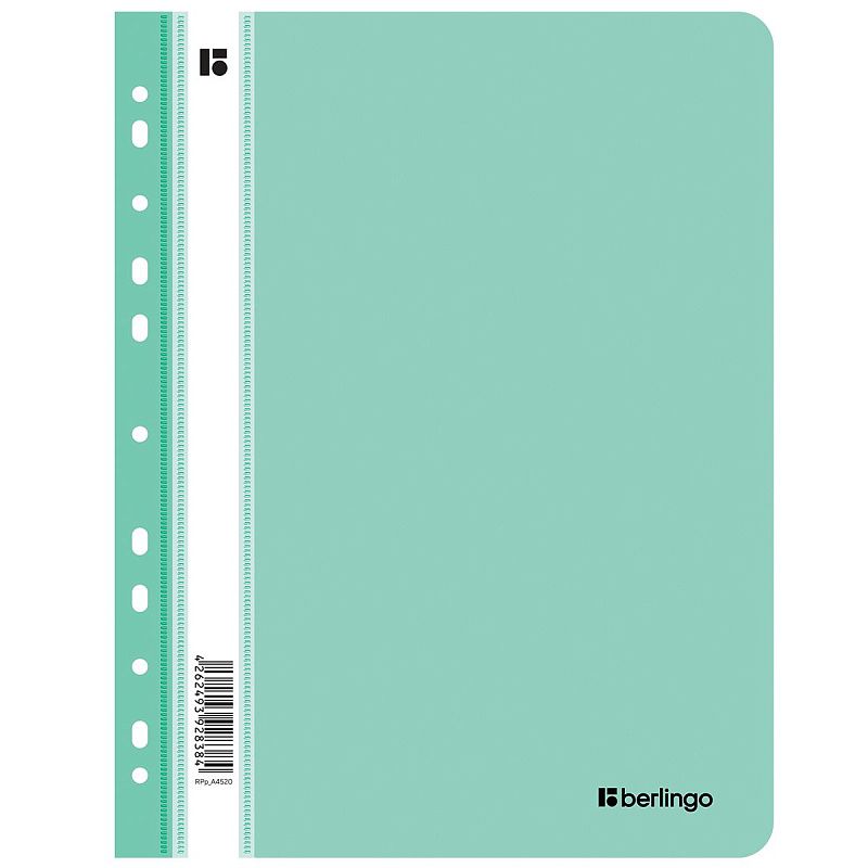 Папка-скоросшиватель пластик. перф. Berlingo "Instinct" А4, 200мкм, ассорти пастельных цветов с прозр. верхом 