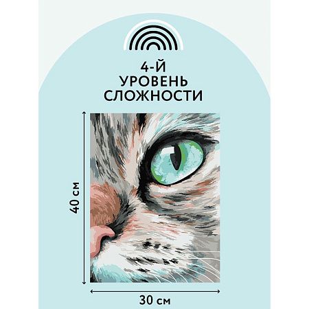 Картина по номерам на холсте ТРИ СОВЫ "Кошачий взгляд", 30*40, с акриловыми красками и кистями