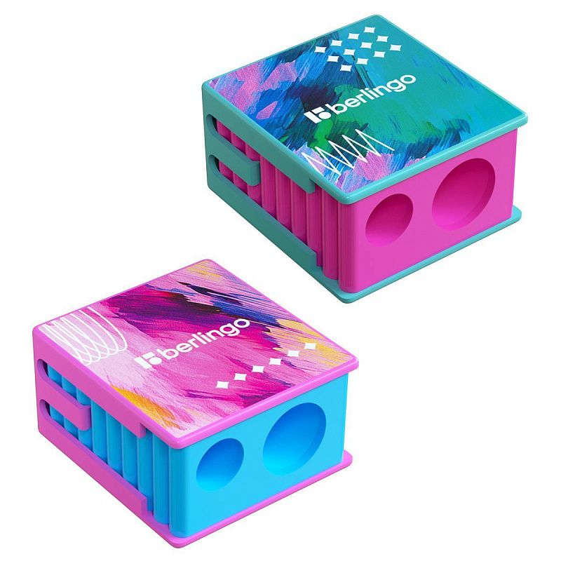 Точилка пластиковая Berlingo "Collision XS", с контейнером, 2 отверстия, ассорти