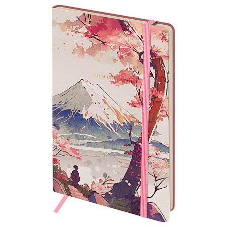 Записная книжка А5 80л. ЛАЙТ, кожзам, Greenwich Line "Sakura. Lonely mountain", с резинкой, тиснение фольгой, блок в линию