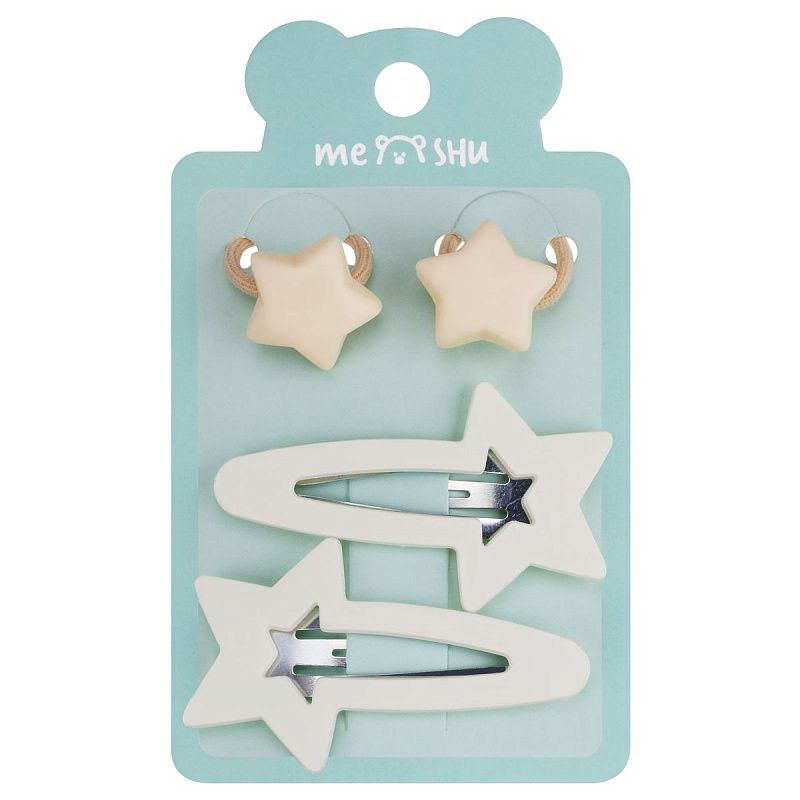 Набор аксессуаров для волос MESHU, резинки 2шт., диаметр 2см, заколки 2шт., 5/6см,ассорти, европодвес